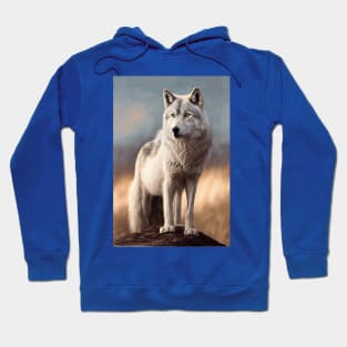 Arctic Gray Wolf-Oil paint Hoodie